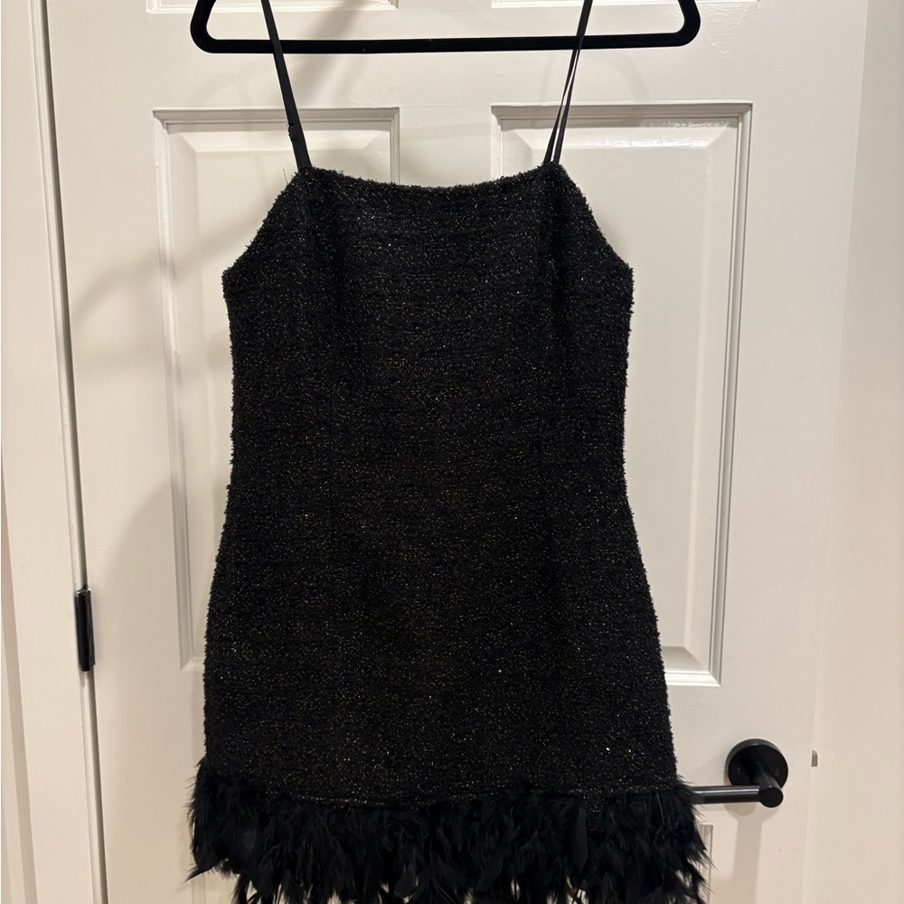Walter Baker Black Tweed Dress with Gold Thread